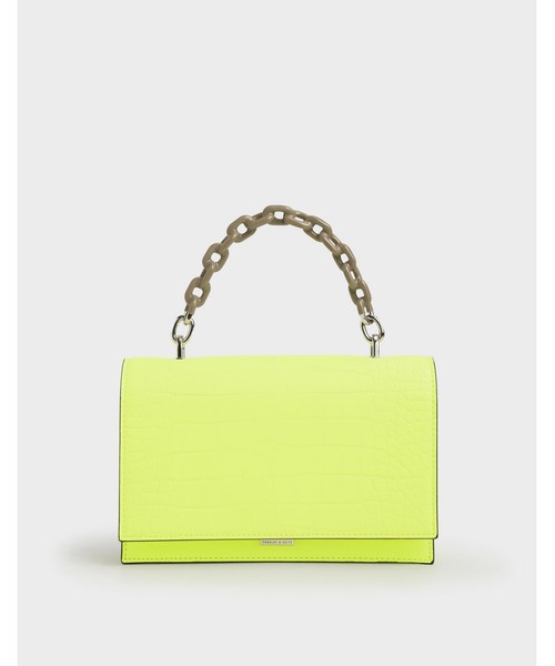CHARLES & KEITH(チャールズ & キース)の「チェーン トップハンドルバッグ / Chain Top Handle Bag(ハンドバッグ・レディース・ブラック/イエロー系その他/ライトピンク/ブルー系その他2/グレー・S)」の5枚目の写真