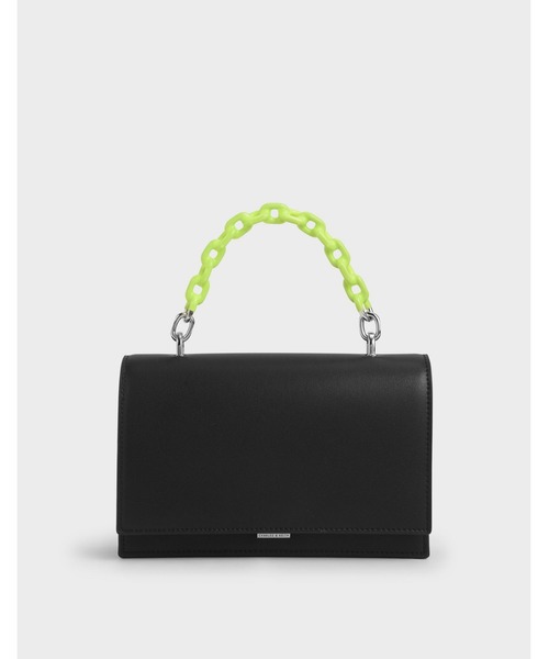 CHARLES & KEITH(チャールズ & キース)の「チェーン トップハンドルバッグ / Chain Top Handle Bag(ハンドバッグ・レディース・ブラック/イエロー系その他/ライトピンク/ブルー系その他2/グレー・S)」の3枚目の写真