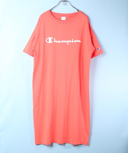 セール Champion チャンピオン スクリプトロゴプリントｔワンピース ブランドロゴプリント ワンピース Champion チャンピオン のファッション通販 Zozotown