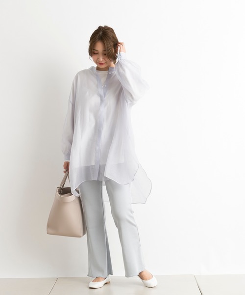 DouDou（ドゥドゥ）の「シアーBIGチュニック（シャツ/ブラウス・レディース・オフホワイト/サックスブルー/ラベンダー・FREE）」の8枚目の写真