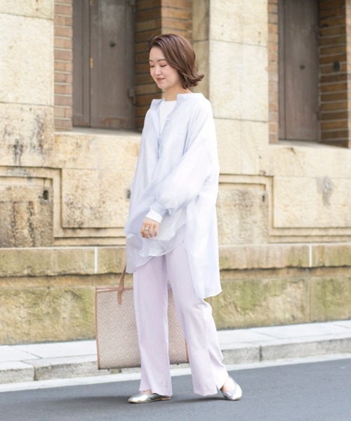 DouDou（ドゥドゥ）の「シアーBIGチュニック（シャツ/ブラウス・レディース・オフホワイト/サックスブルー/ラベンダー・FREE）」の10枚目の写真