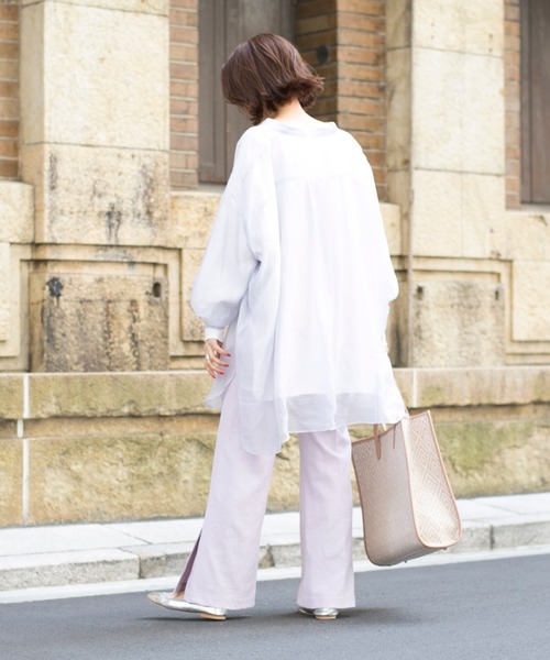 DouDou（ドゥドゥ）の「シアーBIGチュニック（シャツ/ブラウス・レディース・オフホワイト/サックスブルー/ラベンダー・FREE）」の15枚目の写真