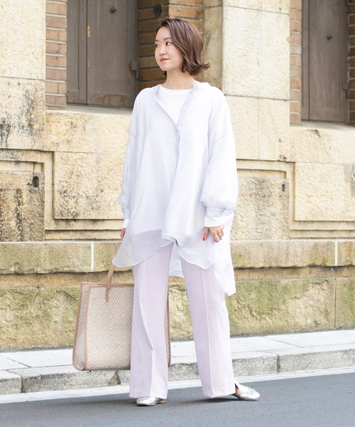 DouDou（ドゥドゥ）の「シアーBIGチュニック（シャツ/ブラウス・レディース・オフホワイト/サックスブルー/ラベンダー・FREE）」の16枚目の写真