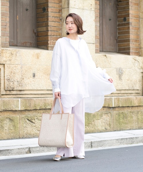 DouDou（ドゥドゥ）の「シアーBIGチュニック（シャツ/ブラウス・レディース・オフホワイト/サックスブルー/ラベンダー・FREE）」の17枚目の写真