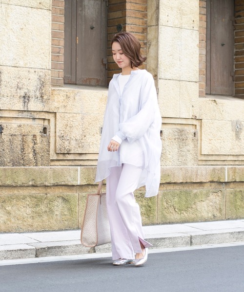 DouDou（ドゥドゥ）の「シアーBIGチュニック（シャツ/ブラウス・レディース・オフホワイト/サックスブルー/ラベンダー・FREE）」の18枚目の写真