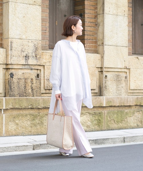 DouDou（ドゥドゥ）の「シアーBIGチュニック（シャツ/ブラウス・レディース・オフホワイト/サックスブルー/ラベンダー・FREE）」の20枚目の写真