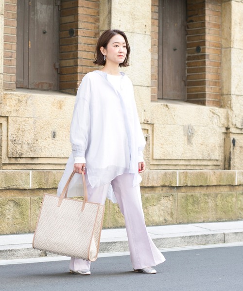 DouDou（ドゥドゥ）の「シアーBIGチュニック（シャツ/ブラウス・レディース・オフホワイト/サックスブルー/ラベンダー・FREE）」の21枚目の写真