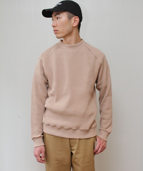 Jackman（ジャックマン）の「JACKMAN/ジャックマン　ワッフルミドルネック　WAFFLE MIDNECK（ニット/セーター・メンズ・ブラック/アイボリー/ダークネイビー/ライトベージュ/ブルー/サンドベージュ・XL/S/M/L）」の4枚目の写真