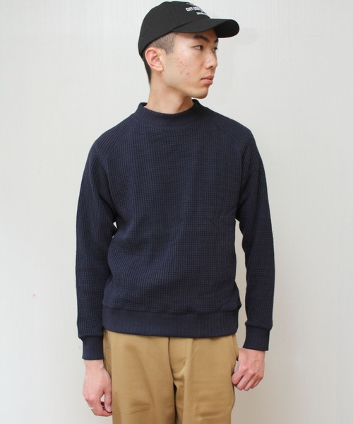 Jackman（ジャックマン）の「JACKMAN/ジャックマン　ワッフルミドルネック　WAFFLE MIDNECK（ニット/セーター・メンズ・ブラック/アイボリー/ダークネイビー/ライトベージュ/ブルー/サンドベージュ・XL/S/M/L）」の6枚目の写真