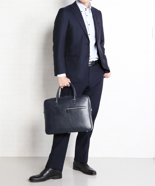 sankyo shokai（サンキョウショウカイ）の「[monte SPIGA]牛革レザーメンズビジネスバッグ（ビジネスバッグ・メンズ・ブラック/ネイビー・FREE）」の2枚目の写真