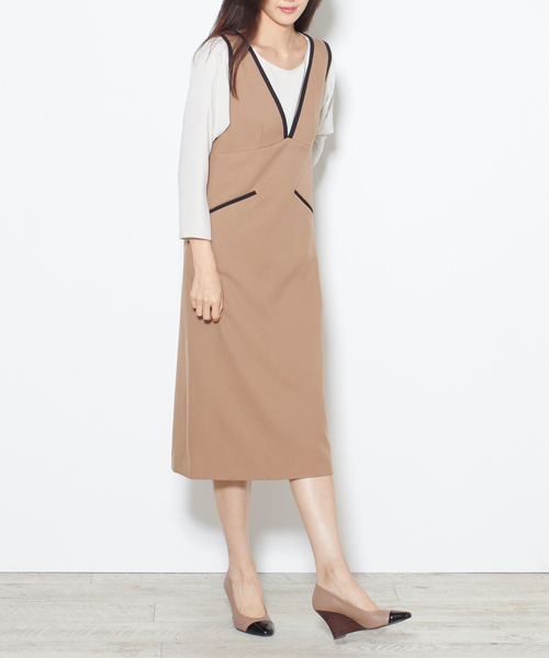 Tiara(ティアラ)の「バイカラージャンパースカート(ワンピース・レディース・ブラック/キャメル・S/M)」の9枚目の写真