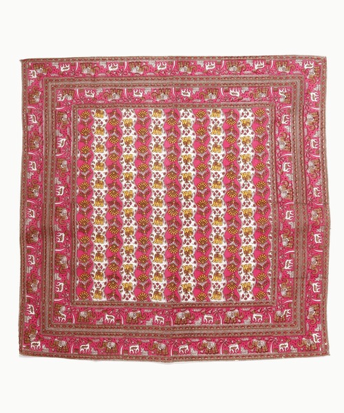 チャイハネ（チャイハネ）の「【チャイハネ】インド伝統柄プリントテーブルクロス（ランチョンマット/テーブルウェア・レディース・ピンク/イエロー/ブルー/グリーン/ナチュラル・FREE）」の5枚目の写真