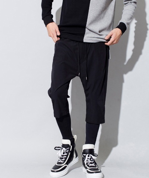 NO ID.(ノーアイディ)の「mp8670-ストレッチレイヤードサルエルクロップドPT パンツ(その他パンツ・メンズ・ブラック/ブラック系その他・1/2/3)」の5枚目の写真