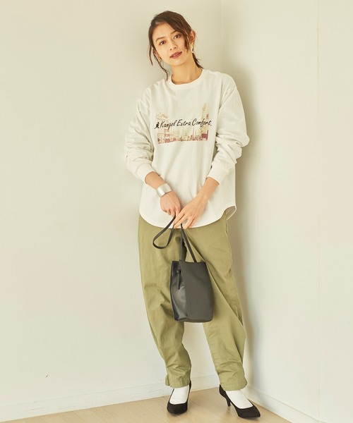 KANGOL EXTRA COMFORT(カンゴールエクストラコンフォート)の「ヴィンテージフォトプリント ロングTシャツ(Tシャツ/カットソー・レディース・ブラック/クリーム/ライトベージュ/オフホワイト・L/M/LL)」の6枚目の写真
