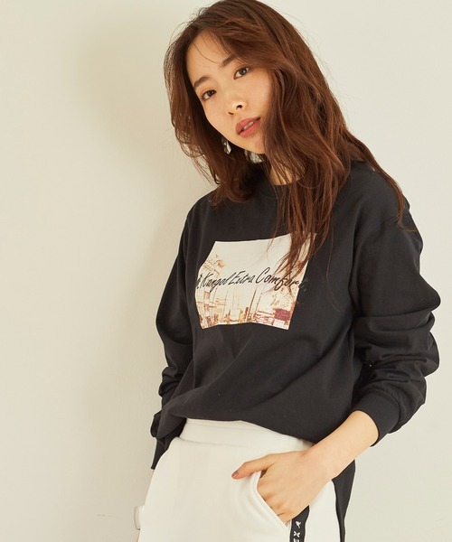 KANGOL EXTRA COMFORT(カンゴールエクストラコンフォート)の「ヴィンテージフォトプリント ロングTシャツ(Tシャツ/カットソー・レディース・ブラック/クリーム/ライトベージュ/オフホワイト・L/M/LL)」の11枚目の写真