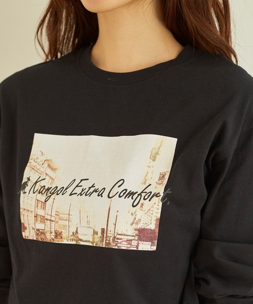 KANGOL EXTRA COMFORT(カンゴールエクストラコンフォート)の「ヴィンテージフォトプリント ロングTシャツ(Tシャツ/カットソー・レディース・ブラック/クリーム/ライトベージュ/オフホワイト・L/M/LL)」の13枚目の写真