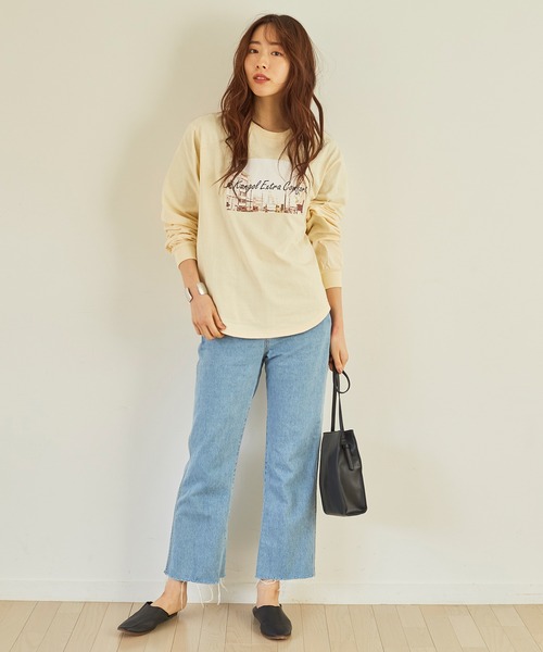 KANGOL EXTRA COMFORT(カンゴールエクストラコンフォート)の「ヴィンテージフォトプリント ロングTシャツ(Tシャツ/カットソー・レディース・ブラック/クリーム/ライトベージュ/オフホワイト・L/M/LL)」の5枚目の写真