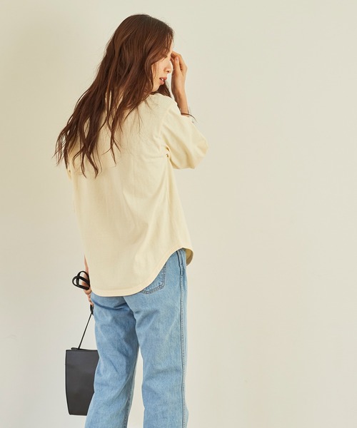 KANGOL EXTRA COMFORT(カンゴールエクストラコンフォート)の「ヴィンテージフォトプリント ロングTシャツ(Tシャツ/カットソー・レディース・ブラック/クリーム/ライトベージュ/オフホワイト・L/M/LL)」の7枚目の写真