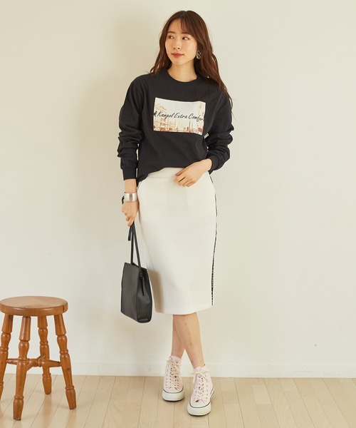 KANGOL EXTRA COMFORT(カンゴールエクストラコンフォート)の「ヴィンテージフォトプリント ロングTシャツ(Tシャツ/カットソー・レディース・ブラック/クリーム/ライトベージュ/オフホワイト・L/M/LL)」の19枚目の写真