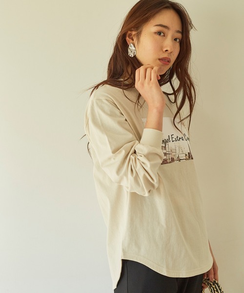 KANGOL EXTRA COMFORT(カンゴールエクストラコンフォート)の「ヴィンテージフォトプリント ロングTシャツ(Tシャツ/カットソー・レディース・ブラック/クリーム/ライトベージュ/オフホワイト・L/M/LL)」の15枚目の写真