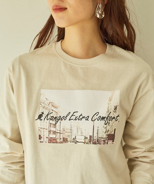 KANGOL EXTRA COMFORT(カンゴールエクストラコンフォート)の「ヴィンテージフォトプリント ロングTシャツ(Tシャツ/カットソー・レディース・ブラック/クリーム/ライトベージュ/オフホワイト・L/M/LL)」の12枚目の写真