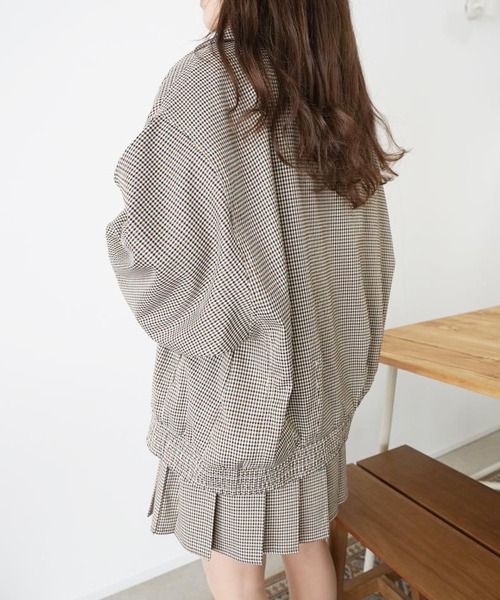 moi tytto（モイテュット）の「ボリューム袖チェックブルゾン【セットアップ可能】（ブルゾン・レディース・ブラウン/ナチュラル・FREE）」の5枚目の写真
