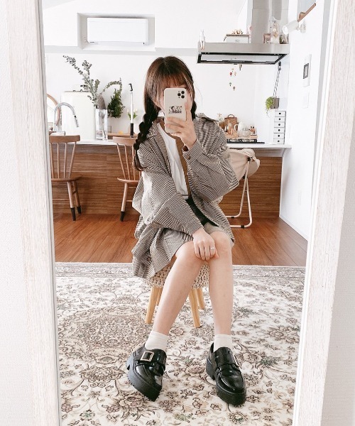 moi tytto（モイテュット）の「ボリューム袖チェックブルゾン【セットアップ可能】（ブルゾン・レディース・ブラウン/ナチュラル・FREE）」の11枚目の写真