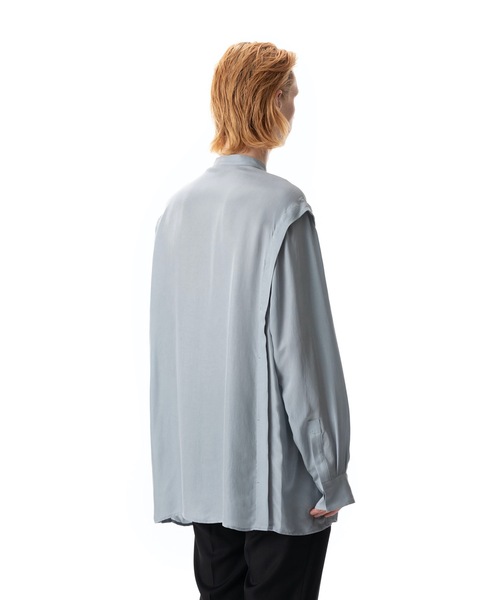 KAZUYUKI KUMAGAI ATTACHMENT（カズユキクマガイアタッチメント）の「CUPRA TWILL L/S BAND COLLAR SHIRT（シャツ/ブラウス・メンズ・ブルー/オレンジ/ブラック・1/2/3）」の8枚目の写真