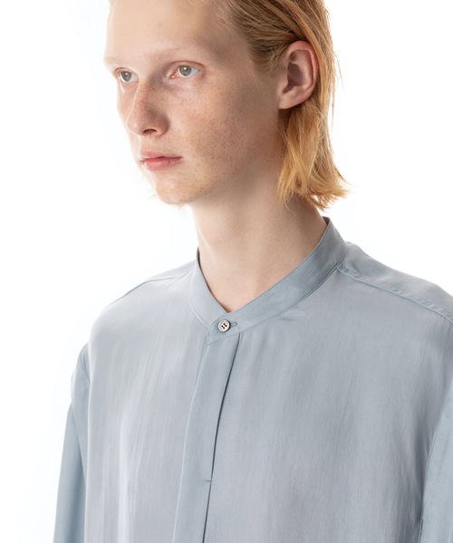 KAZUYUKI KUMAGAI ATTACHMENT（カズユキクマガイアタッチメント）の「CUPRA TWILL L/S BAND COLLAR SHIRT（シャツ/ブラウス・メンズ・ブルー/オレンジ/ブラック・1/2/3）」の9枚目の写真