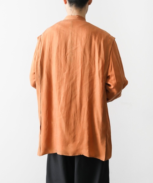 KAZUYUKI KUMAGAI ATTACHMENT（カズユキクマガイアタッチメント）の「CUPRA TWILL L/S BAND COLLAR SHIRT（シャツ/ブラウス・メンズ・ブルー/オレンジ/ブラック・1/2/3）」の14枚目の写真