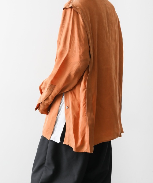 KAZUYUKI KUMAGAI ATTACHMENT（カズユキクマガイアタッチメント）の「CUPRA TWILL L/S BAND COLLAR SHIRT（シャツ/ブラウス・メンズ・ブルー/オレンジ/ブラック・1/2/3）」の15枚目の写真