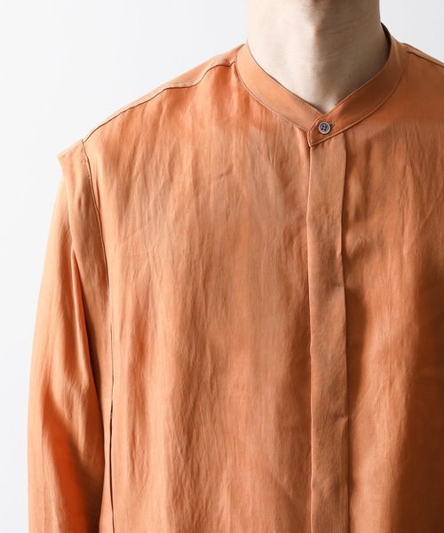 KAZUYUKI KUMAGAI ATTACHMENT（カズユキクマガイアタッチメント）の「CUPRA TWILL L/S BAND COLLAR SHIRT（シャツ/ブラウス・メンズ・ブルー/オレンジ/ブラック・1/2/3）」の16枚目の写真