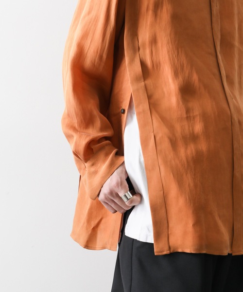 KAZUYUKI KUMAGAI ATTACHMENT（カズユキクマガイアタッチメント）の「CUPRA TWILL L/S BAND COLLAR SHIRT（シャツ/ブラウス・メンズ・ブルー/オレンジ/ブラック・1/2/3）」の17枚目の写真