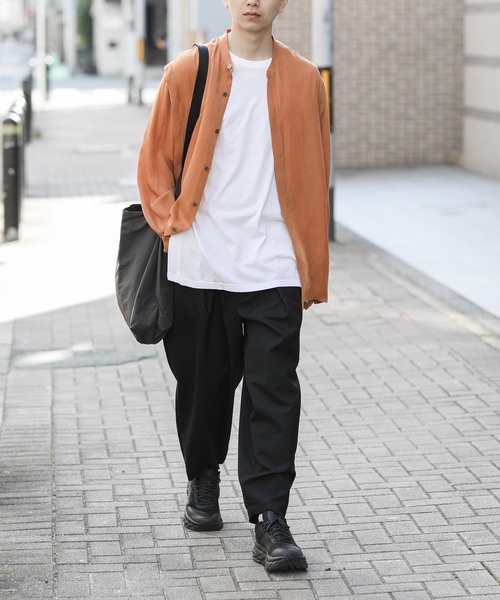 KAZUYUKI KUMAGAI ATTACHMENT（カズユキクマガイアタッチメント）の「CUPRA TWILL L/S BAND COLLAR SHIRT（シャツ/ブラウス・メンズ・ブルー/オレンジ/ブラック・1/2/3）」の21枚目の写真