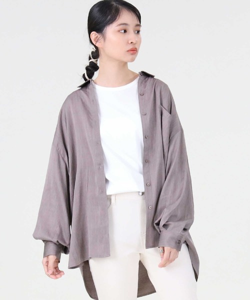 RAG MACHINE（ラグマシーン）の「【RAG MACHINE】ゆったり袖ボリュームシャツ（シャツ/ブラウス・レディース・ホワイト/ベージュ/ピンク/オリーブ/ライトブラウン/ブラウン・L/M）」の4枚目の写真