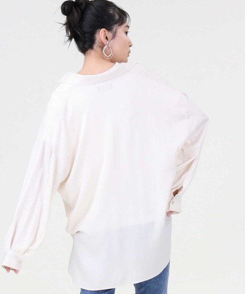 RAG MACHINE（ラグマシーン）の「【RAG MACHINE】ゆったり袖ボリュームシャツ（シャツ/ブラウス・レディース・ホワイト/ベージュ/ピンク/オリーブ/ライトブラウン/ブラウン・L/M）」の8枚目の写真