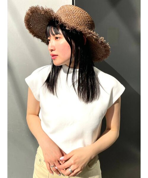 MURUA(ムルーア)の「ボンディングフレンチスリーブトップス(Tシャツ/カットソー・レディース・ブラック/モカ/ホワイト/ライトブルー・FREE)」の19枚目の写真