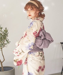 Dita | 1人で着られる浴衣5点セット 和歌山染工日本染め（ゆかた・しわへこ帯・下駄・着付け本・腰ひも）【K】(浴衣)
