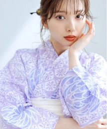 Dita | 1人で着られる浴衣5点セット 和歌山染工日本染め(ゆかた・しわへこ帯・下駄・着付け本・腰ひも)【K】(浴衣)