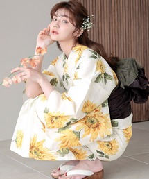 Dita | 1人で着られる浴衣5点セット 和歌山染工日本染め（ゆかた・しわへこ帯・下駄・着付け本・腰ひも）【K】(浴衣)