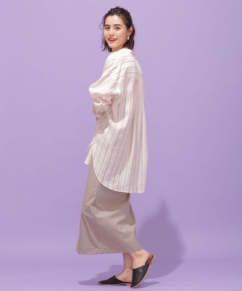 NANO universe(ナノユニバース)の「ヨーロピアンフラックス(R) リネンオーバーシャツ 長袖(シャツ/ブラウス・レディース・ホワイト/その他1/ライトイエロー/ライラック・38/36)」の15枚目の写真