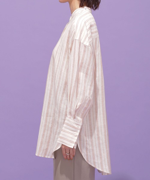 NANO universe(ナノユニバース)の「ヨーロピアンフラックス(R) リネンオーバーシャツ 長袖(シャツ/ブラウス・レディース・ホワイト/その他1/ライトイエロー/ライラック・38/36)」の17枚目の写真