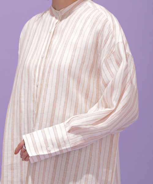 NANO universe(ナノユニバース)の「ヨーロピアンフラックス(R) リネンオーバーシャツ 長袖(シャツ/ブラウス・レディース・ホワイト/その他1/ライトイエロー/ライラック・38/36)」の20枚目の写真