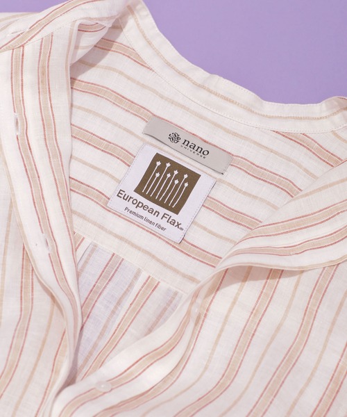 NANO universe(ナノユニバース)の「ヨーロピアンフラックス(R) リネンオーバーシャツ 長袖(シャツ/ブラウス・レディース・ホワイト/その他1/ライトイエロー/ライラック・38/36)」の22枚目の写真