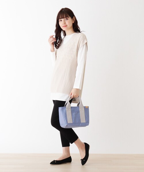 SHOO・LA・RUE(シューラルー)の「◆【追加生産】キャンバス仕切りトート(トートバッグ・レディース・ピンク系/ライトグリーン/サンドベージュ/ナチュラル/ブルー/イエロー/キャメル/パープル系4・00)」の20枚目の写真