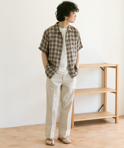 URBAN RESEARCH DOORS（アーバンリサーチドアーズ）の「リネンショートスリーブボックスシャツ（シャツ/ブラウス・メンズ・ライトベージュ/オリーブ/チェック/ブラック・40/38）」の13枚目の写真