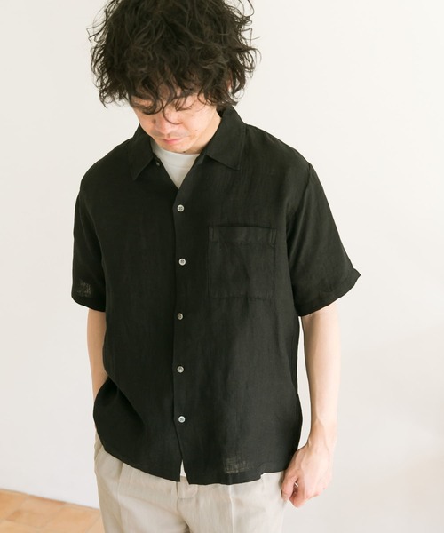 URBAN RESEARCH DOORS（アーバンリサーチドアーズ）の「リネンショートスリーブボックスシャツ（シャツ/ブラウス・メンズ・ライトベージュ/オリーブ/チェック/ブラック・40/38）」の18枚目の写真