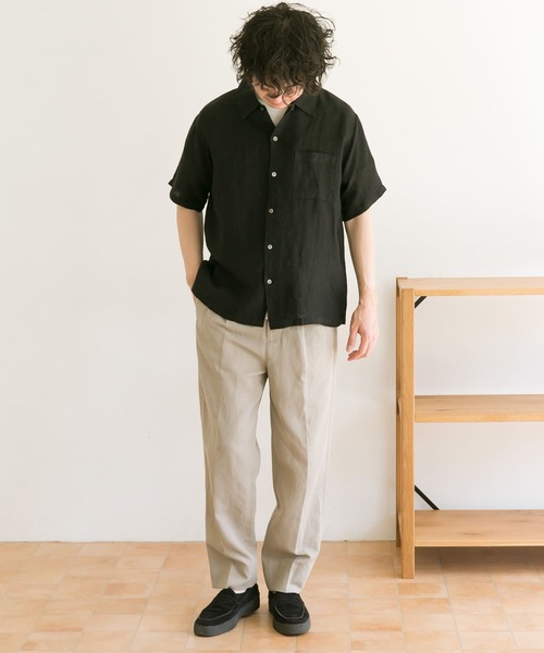 URBAN RESEARCH DOORS（アーバンリサーチドアーズ）の「リネンショートスリーブボックスシャツ（シャツ/ブラウス・メンズ・ライトベージュ/オリーブ/チェック/ブラック・40/38）」の21枚目の写真