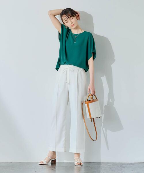 green label relaxing（グリーンレーベルリラクシング）の「CS シャーク ドロスト センタープレス ワイド パンツ <ホワイト>（その他パンツ・レディース・オフホワイト・40/38/36）」の14枚目の写真