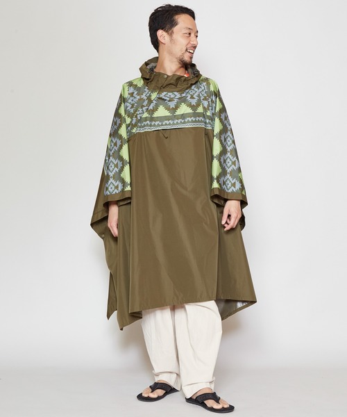 【チャイハネ】grn×Amina 撥水加工パッカブルポンチョ チャイハネ】grn×Amina 撥水加工パッカブルポンチョ ブラック